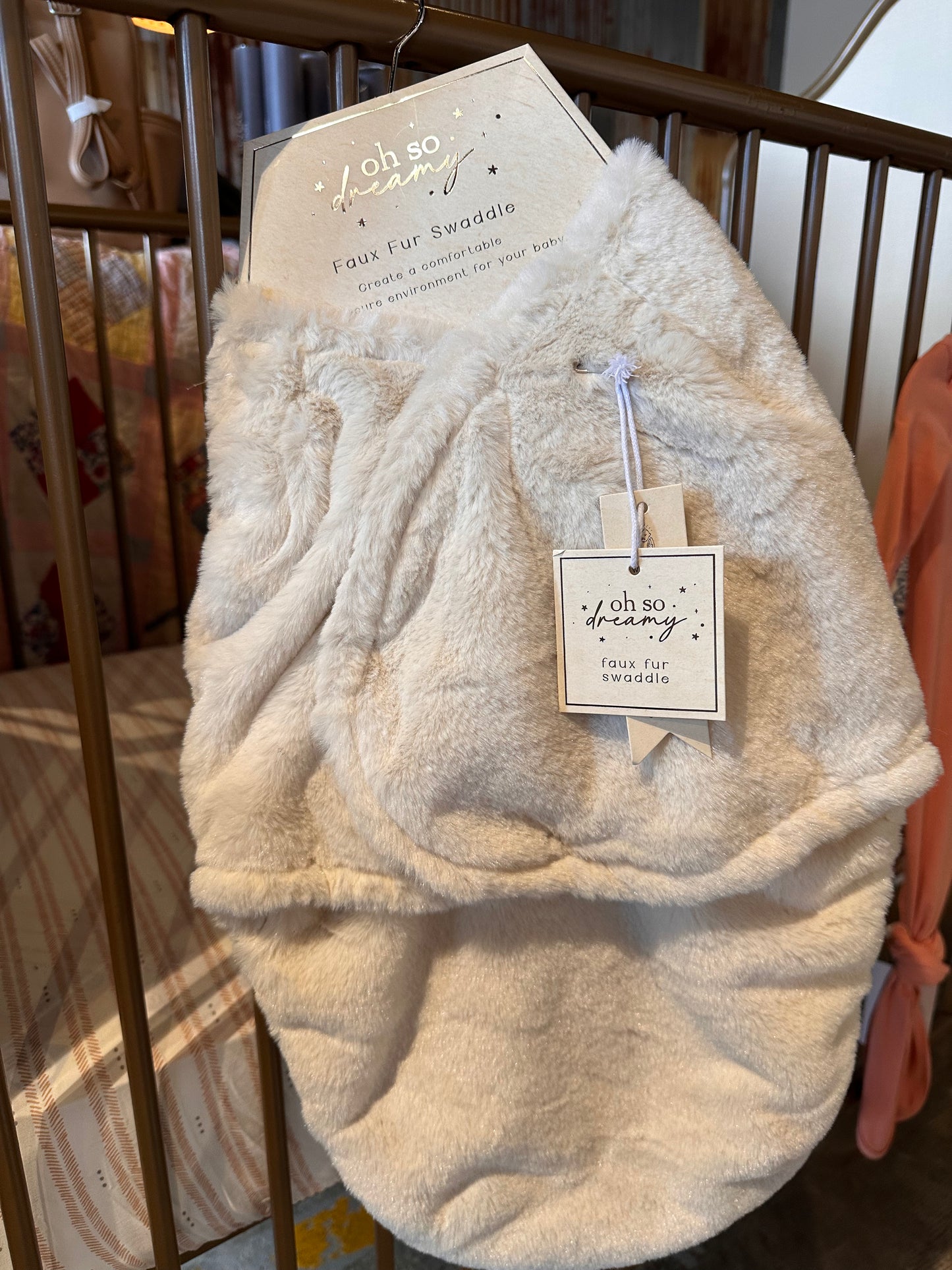 Beige Faux Fur Baby Swaddle
