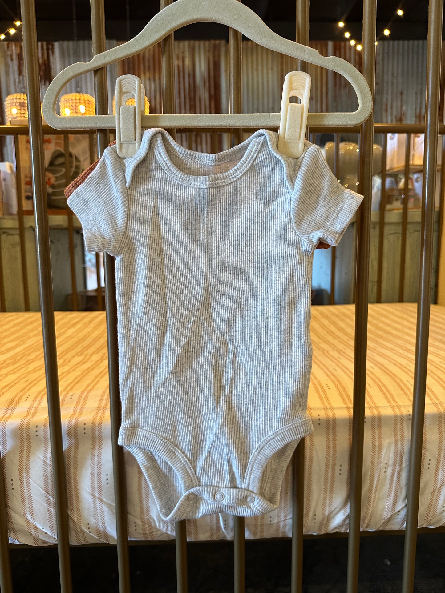 Carter's Light Gray & Orange Onesies