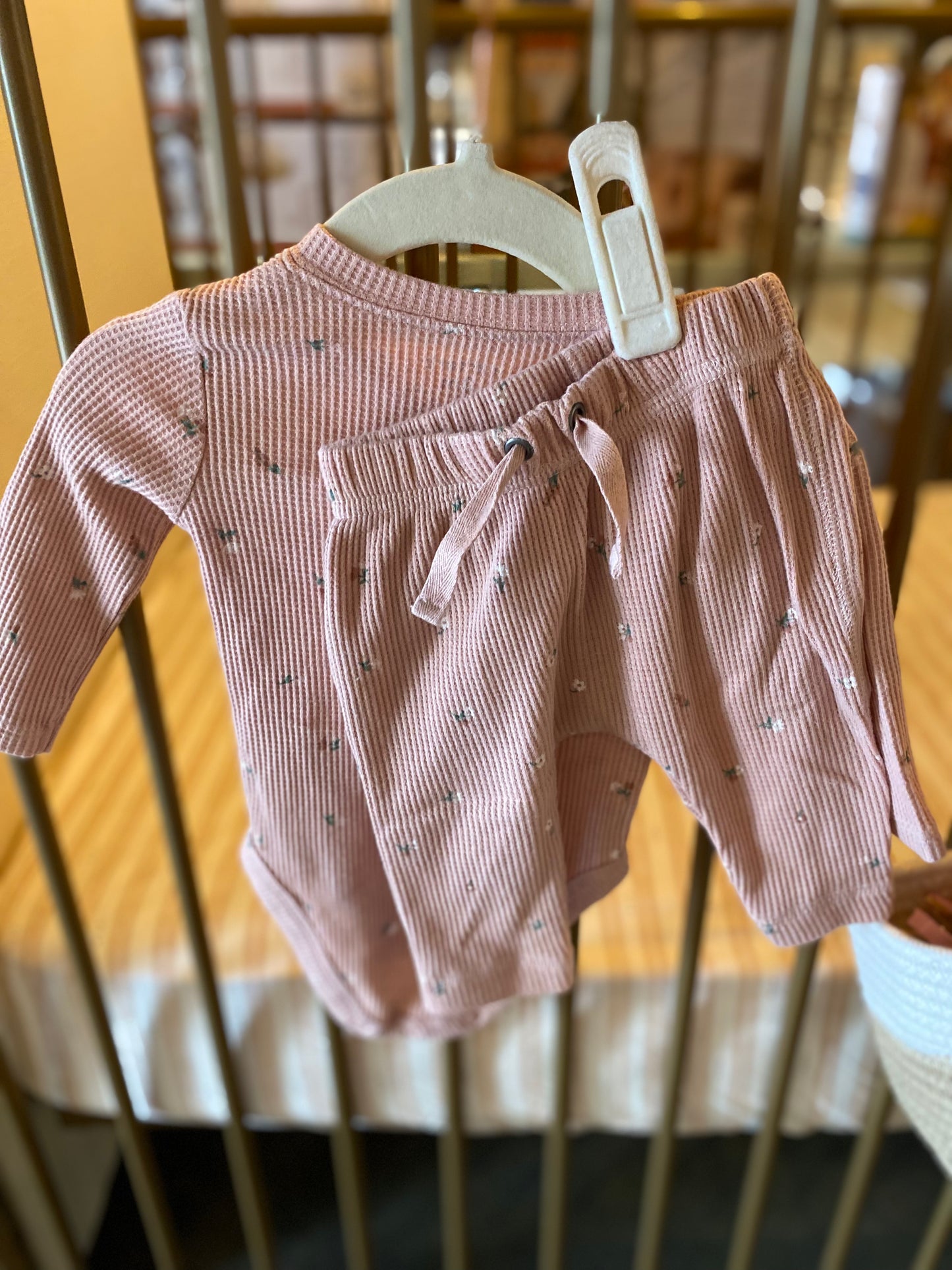 Carter's Pink Ribbed Floral 2-piece Outfit