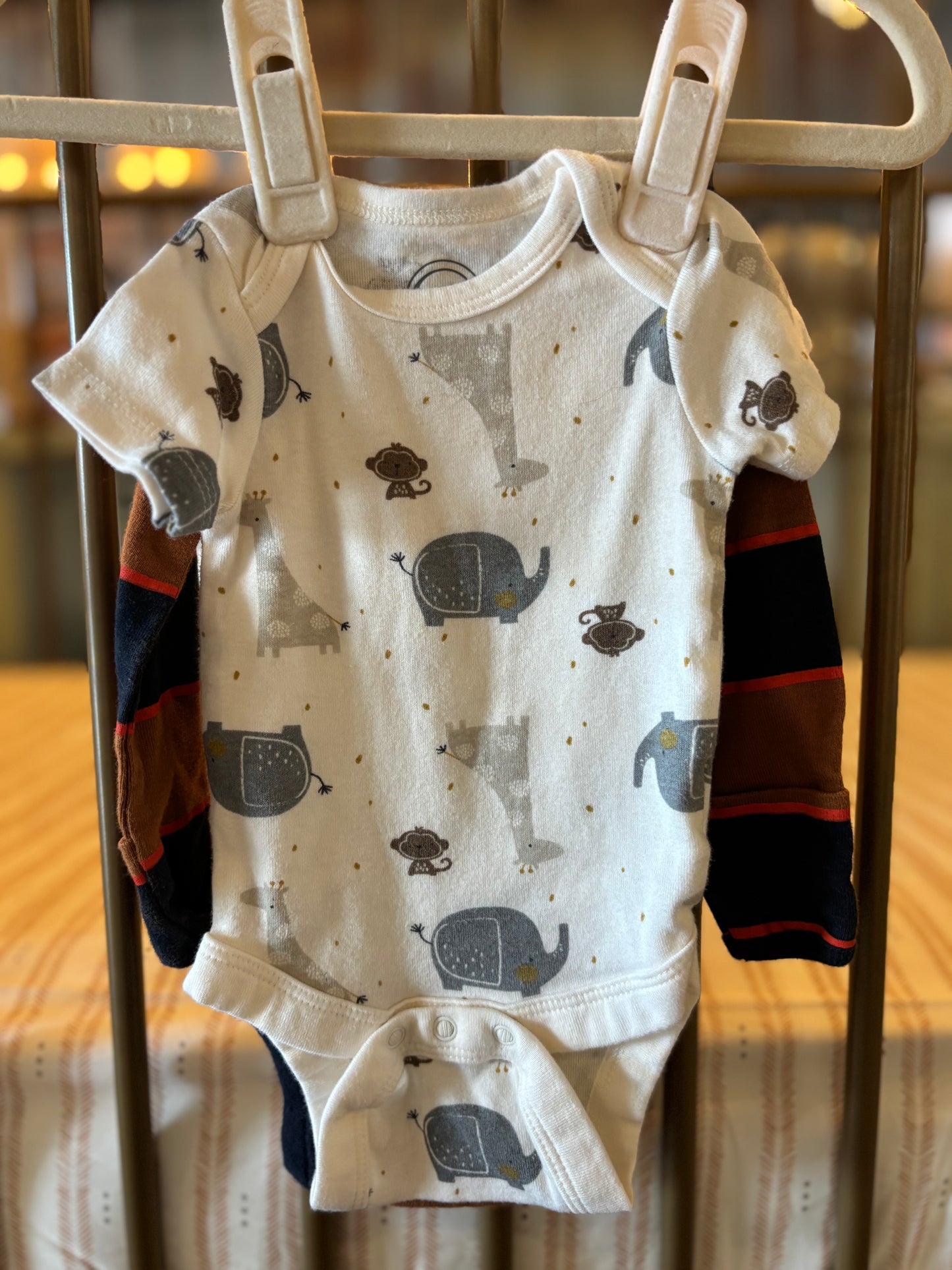 Carter's X Wonder Nation Striped Zoo Onesies