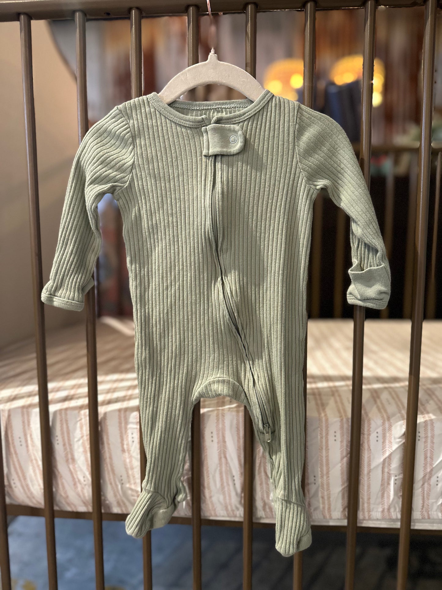 Cloud Island Sage Green Ribbed Sleeper