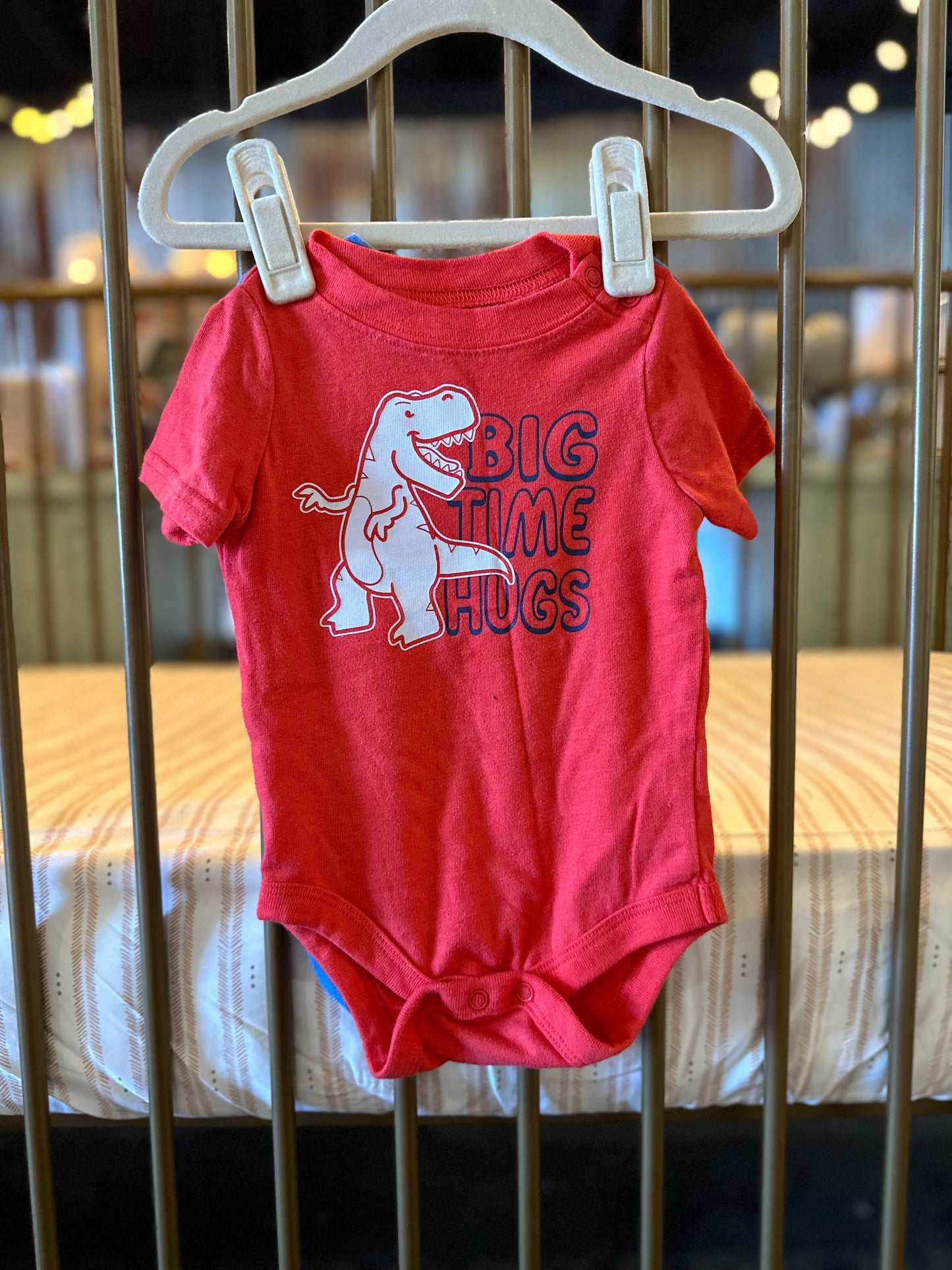 Garanimals "Big Time Hugs" Red Dino & Plain Blue Onesies