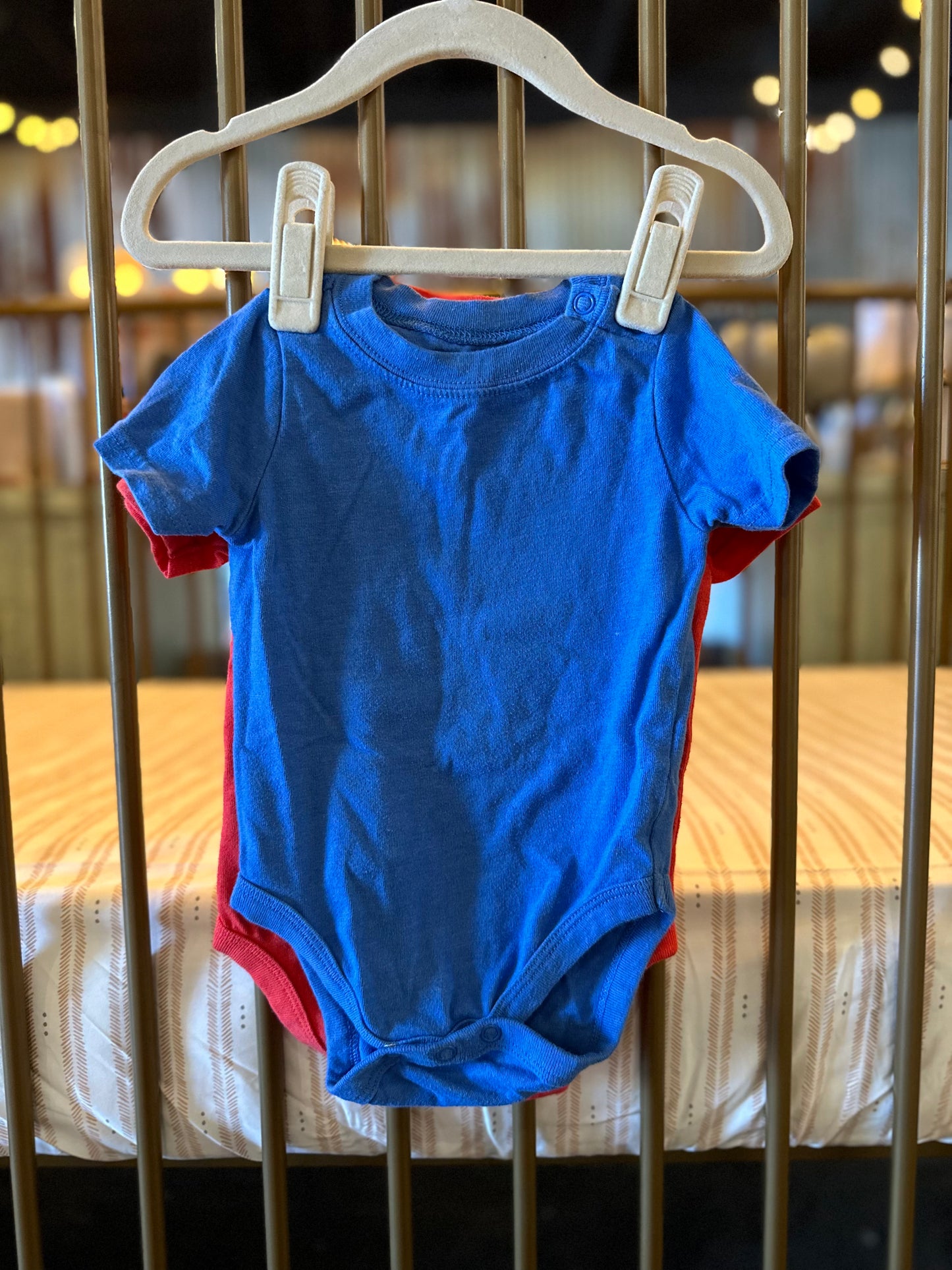 Garanimals "Big Time Hugs" Red Dino & Plain Blue Onesies