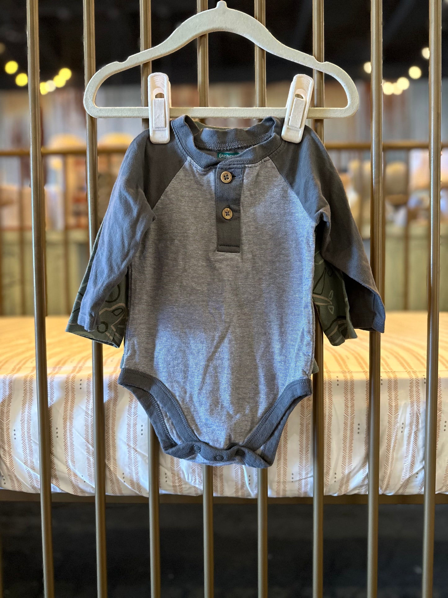 Garanimals Charcoal Striped & Green Onesies