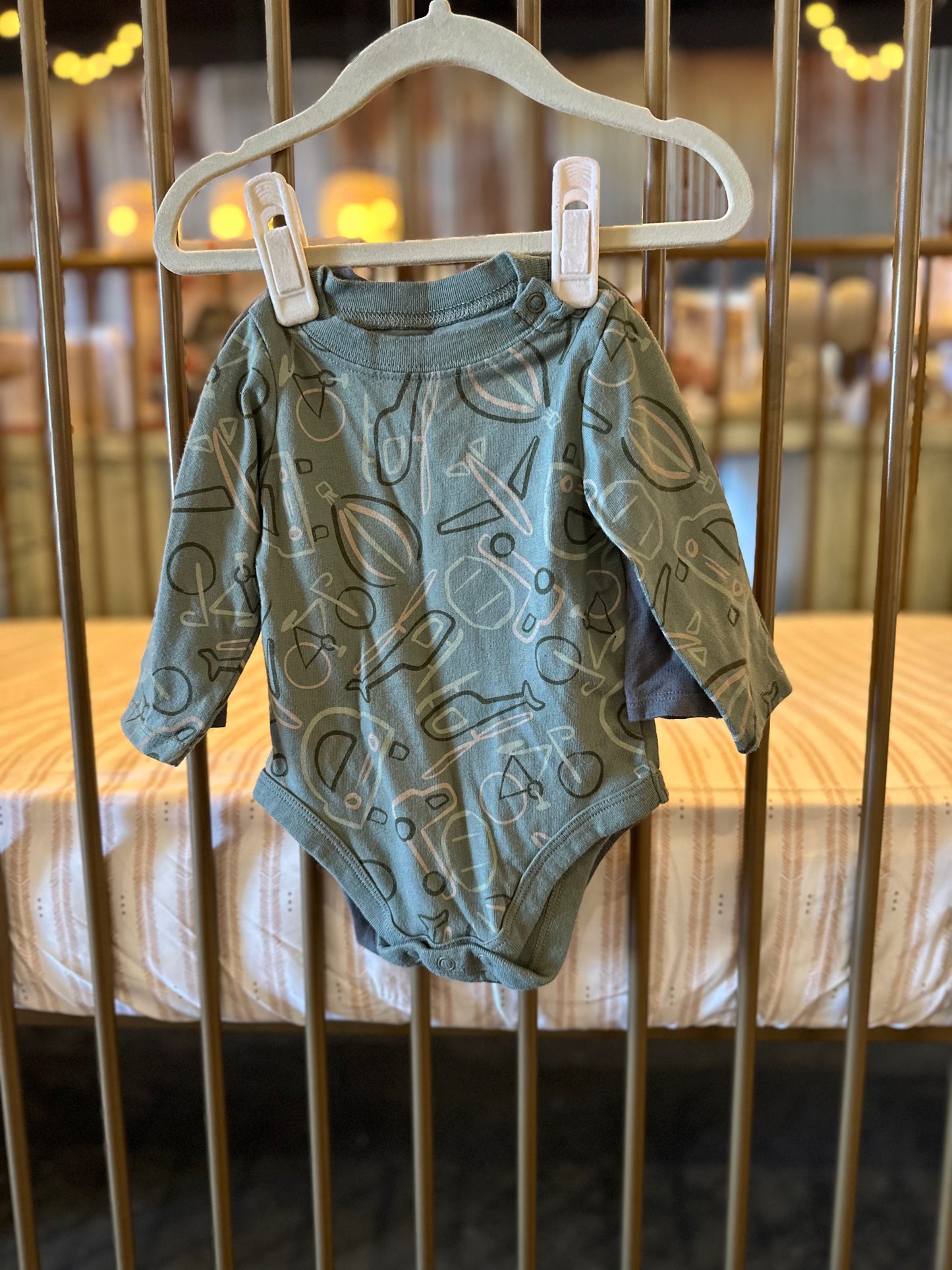 Garanimals Charcoal Striped & Green Onesies
