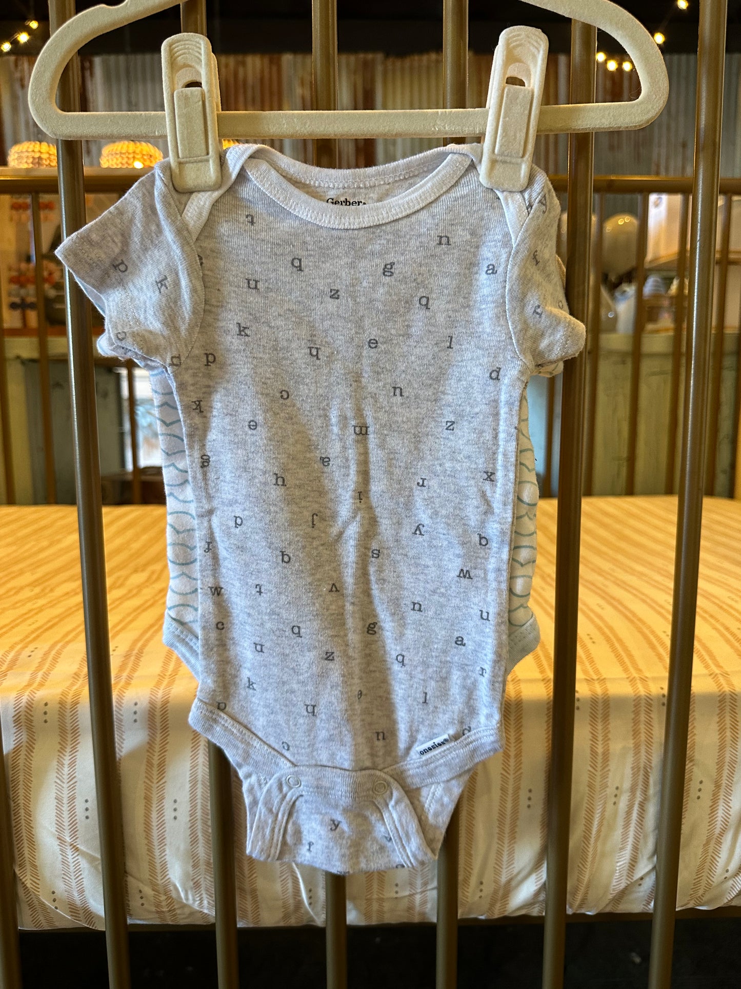 Gerber Gray Letter & Blue waves Onesies