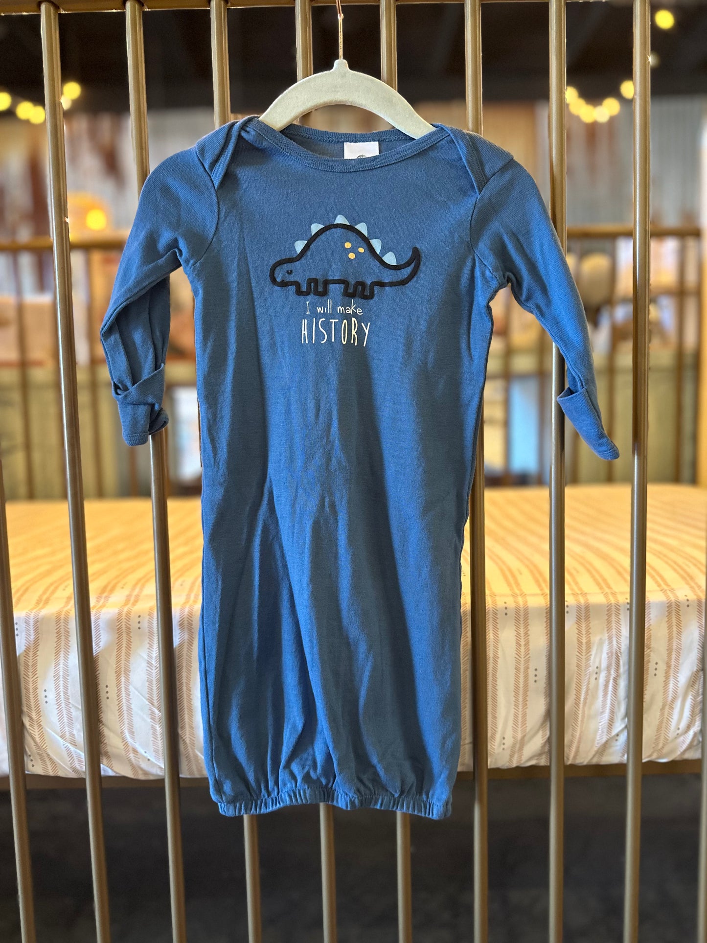 Gerber "I Will Make History" Blue Dino Gown