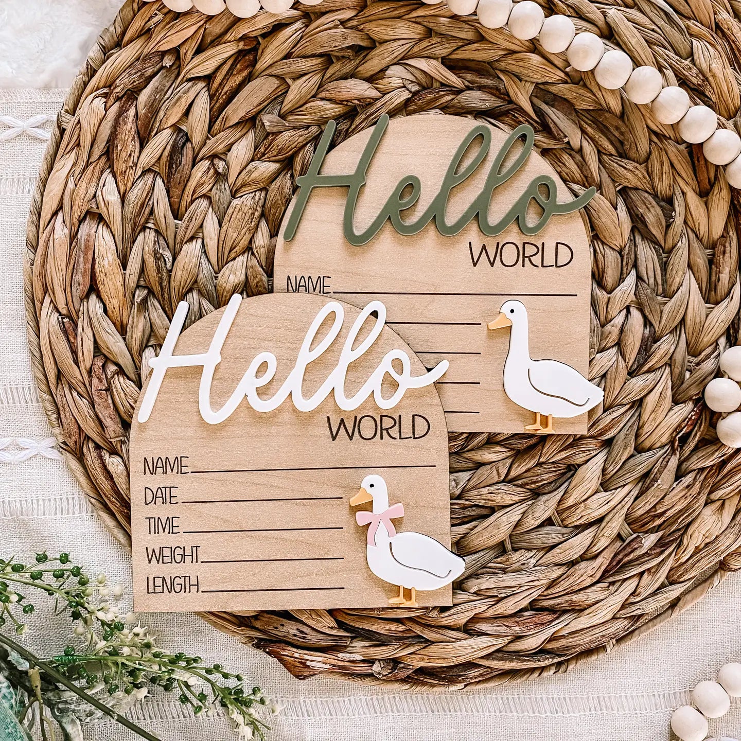Hello World Birth Stat Sign-Goose