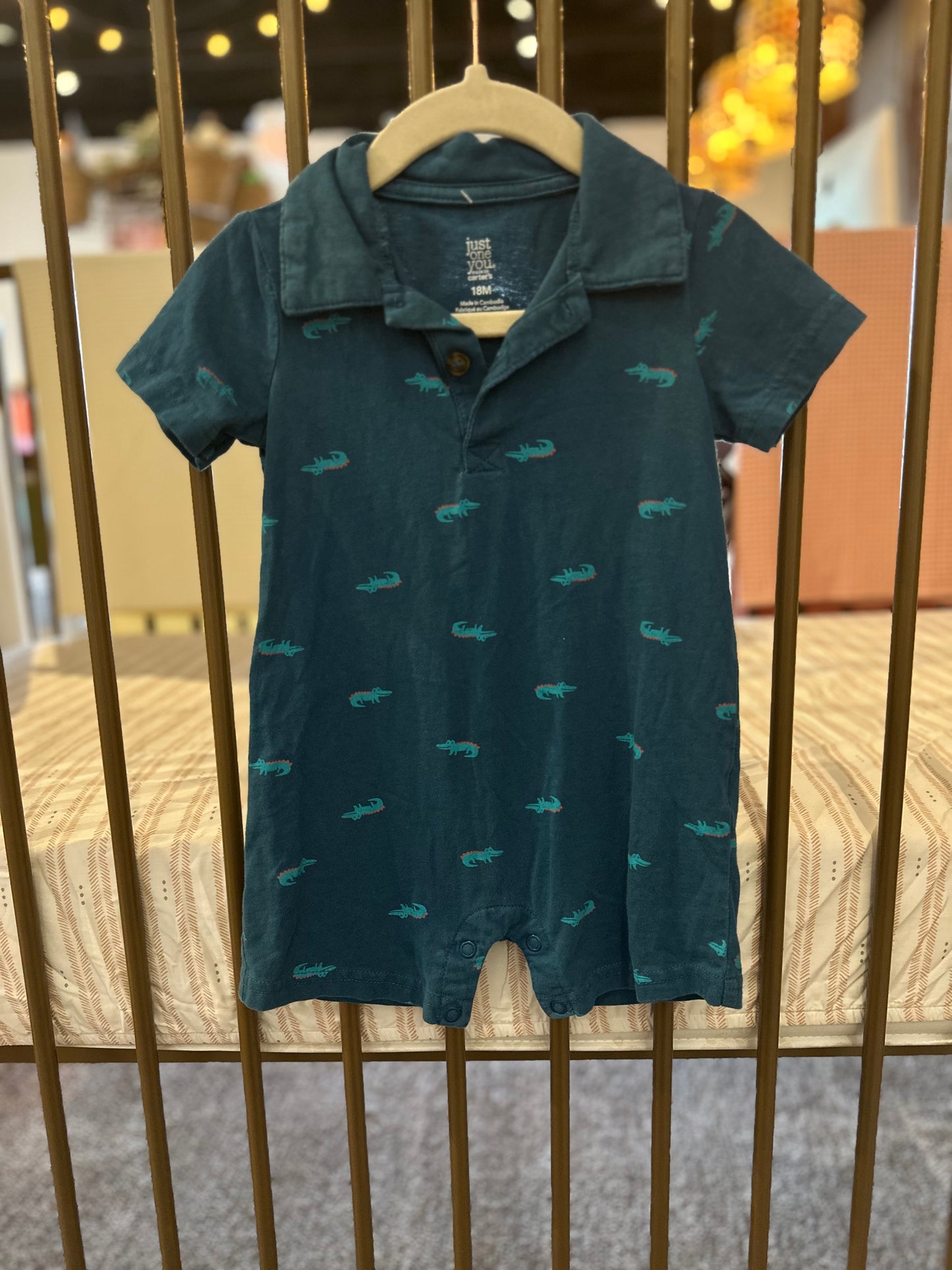 Carter's Blue Alligator Romper