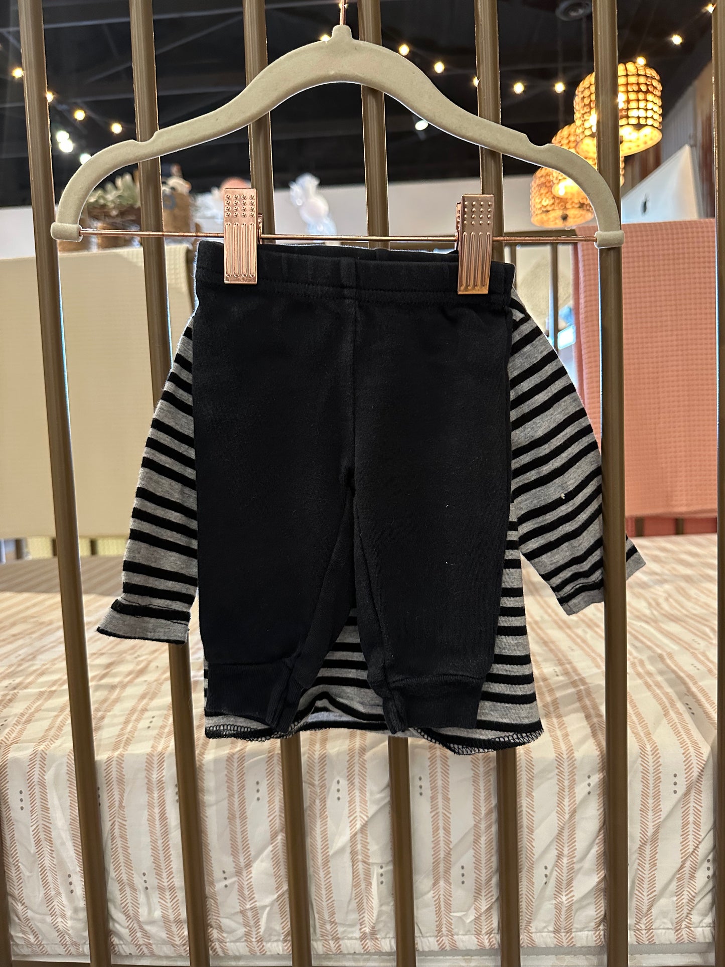 2 Piece Black Stripes Dino