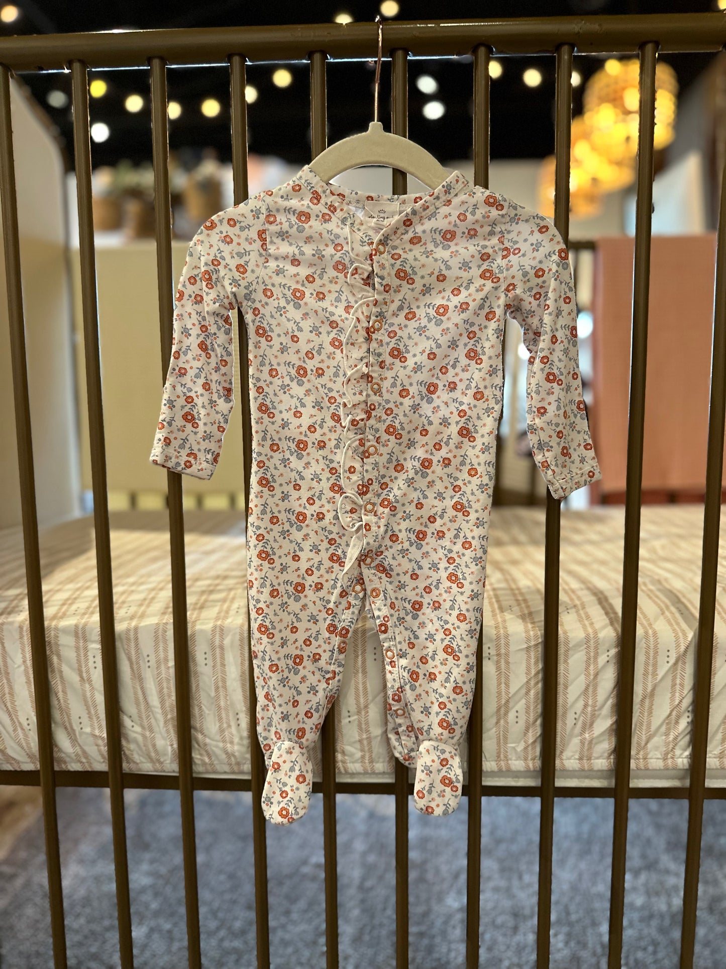 Starting Out Blue & Red Floral Ruffle Sleeper