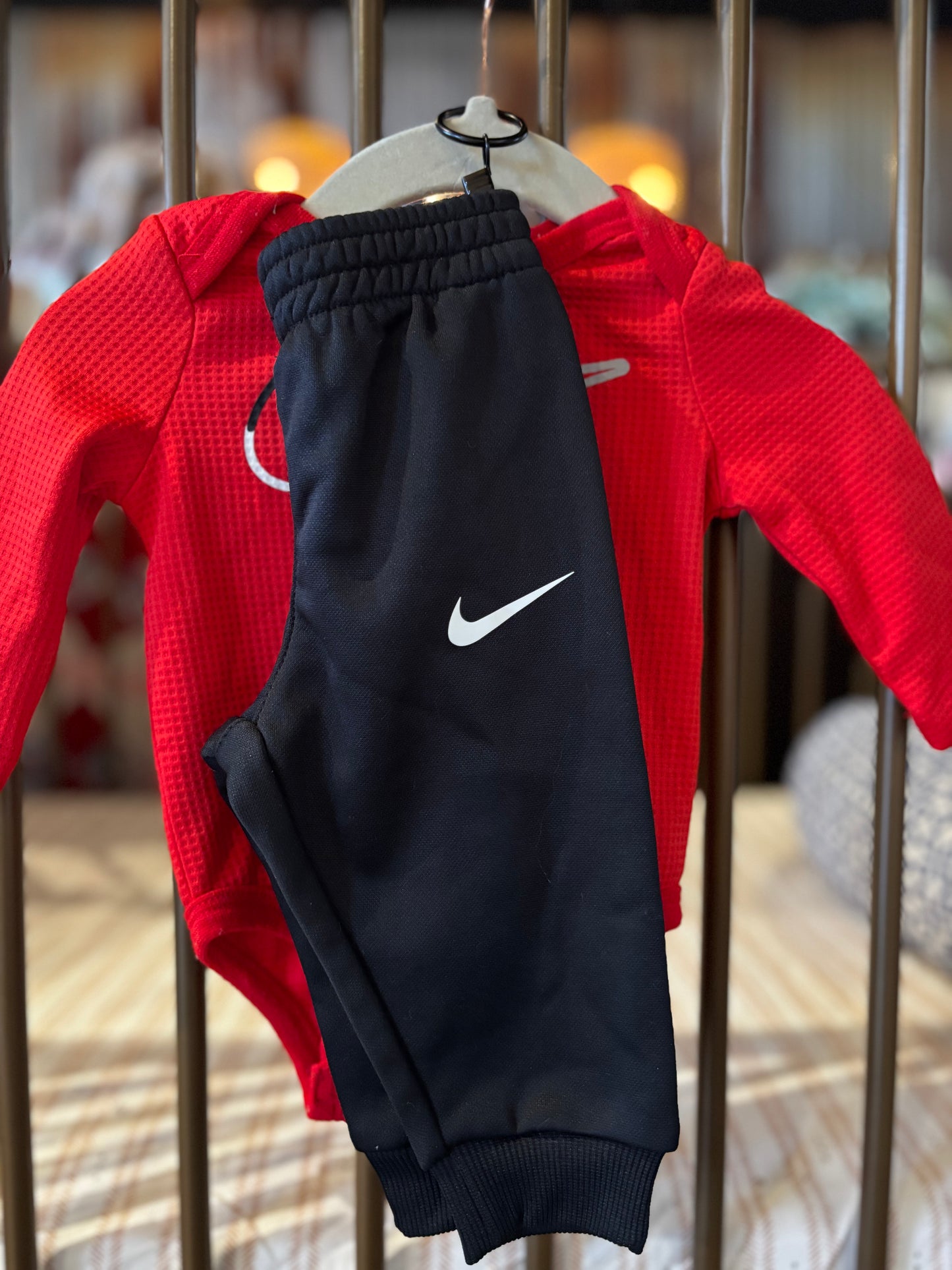 Red Nike Dri-Fit Onesie And Pants Set