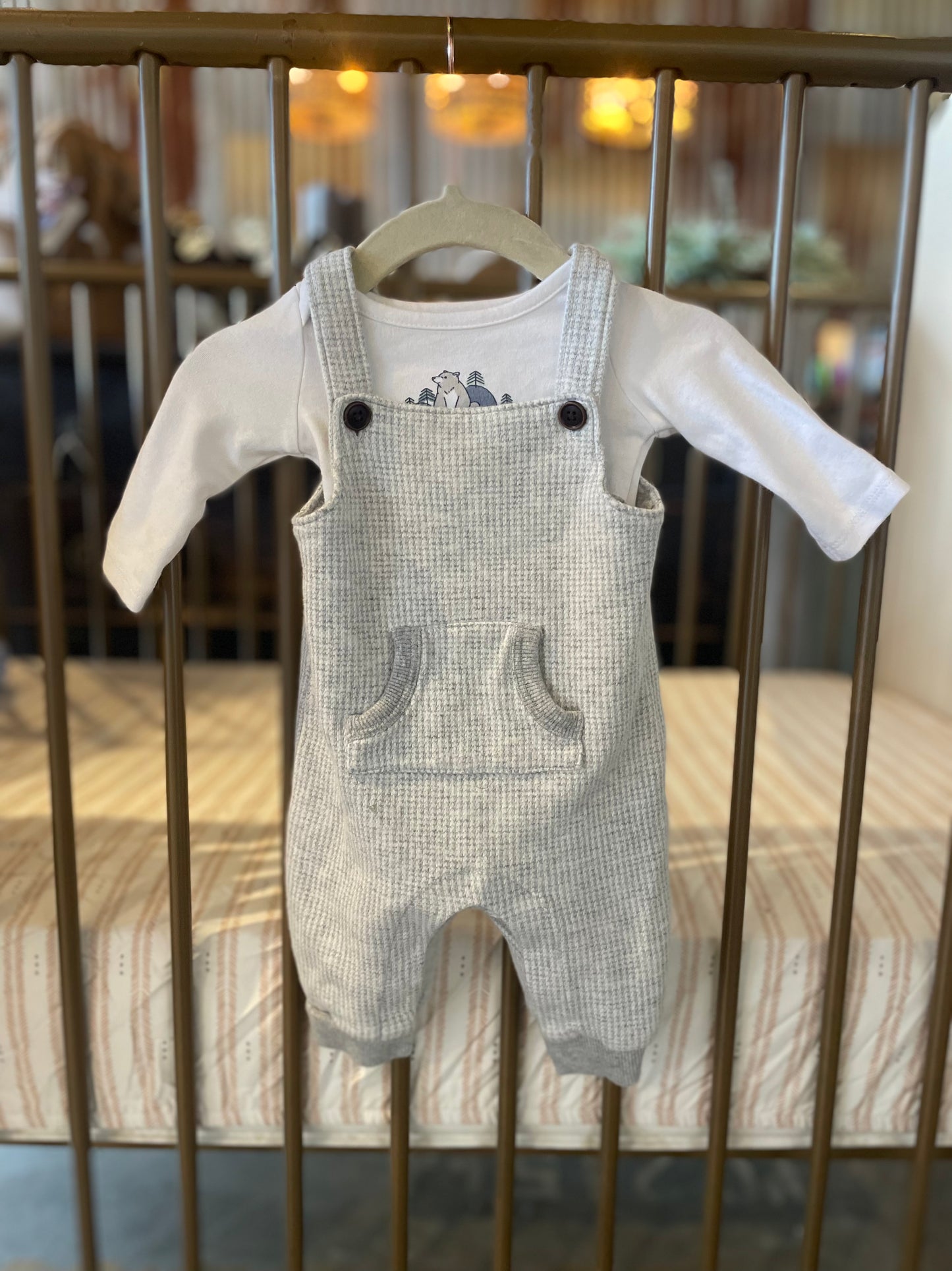 Janie And Jack White Bear Onesie And Overalls