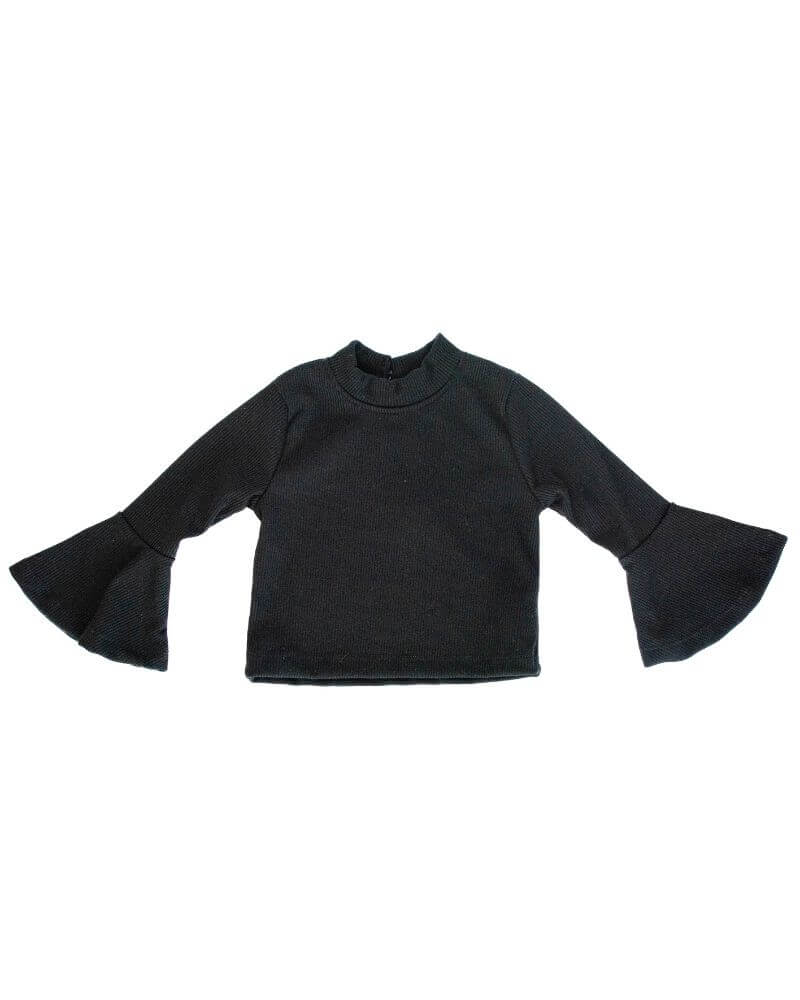 Bailey's Blossom Black Ribbed Crop Top