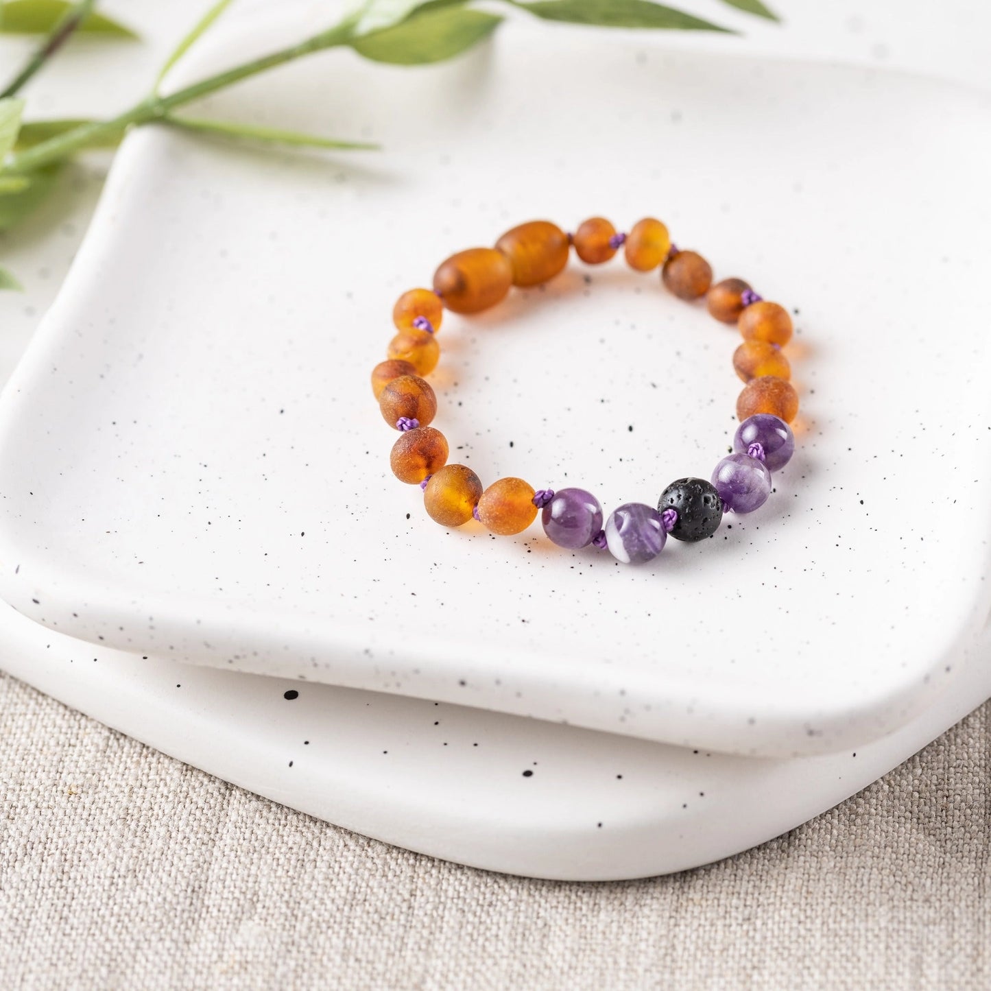 Gemstone and Baltic Amber Teething Bracelet