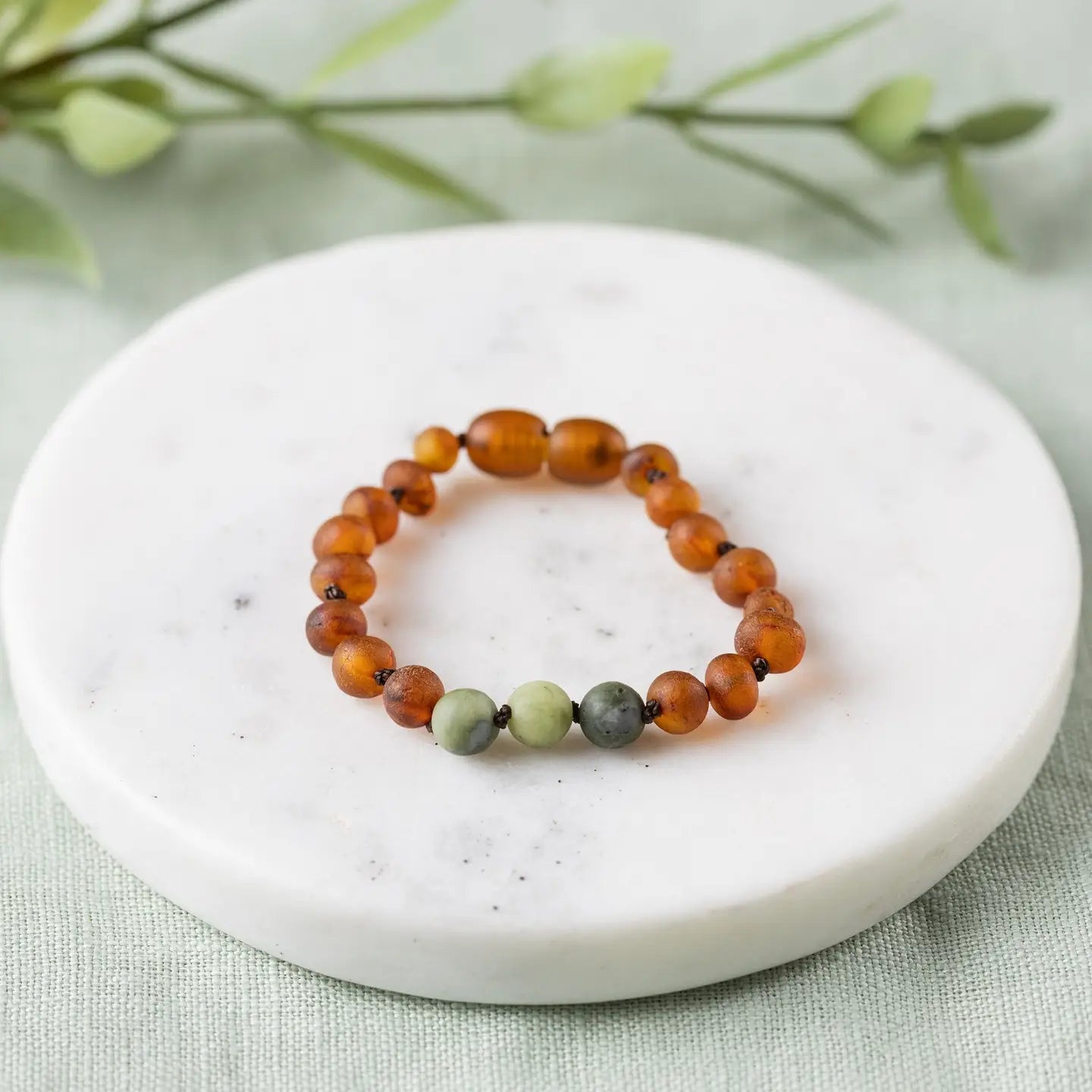 Gemstone and Baltic Amber Teething Bracelet