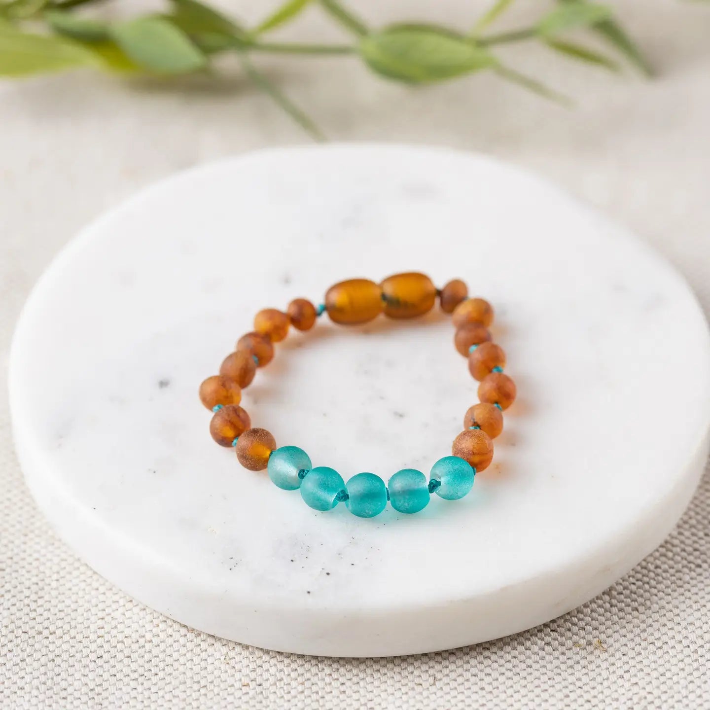 Gemstone and Baltic Amber Teething Bracelet