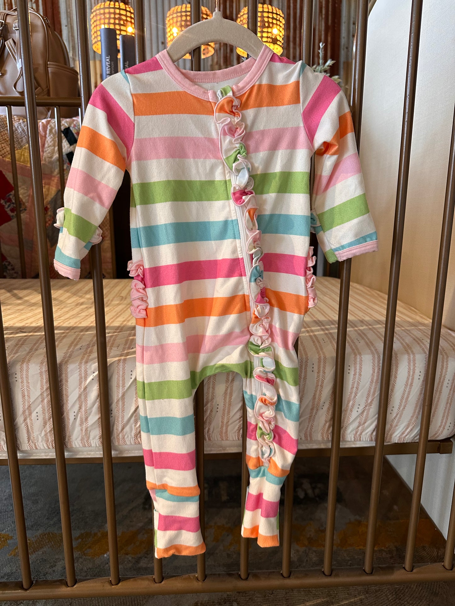 SweetHoney Ruffle Striped Sleeper