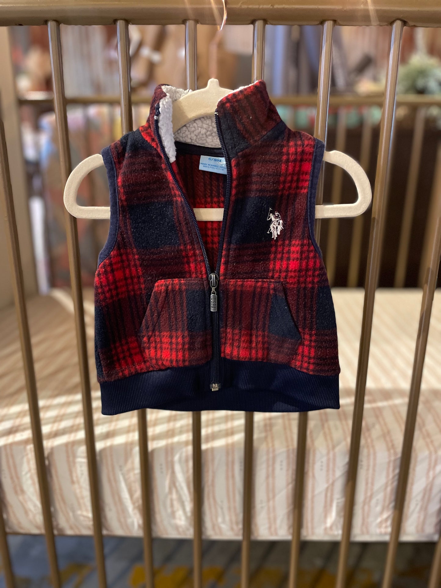 U.S. Polo Fleece Plaid Vest