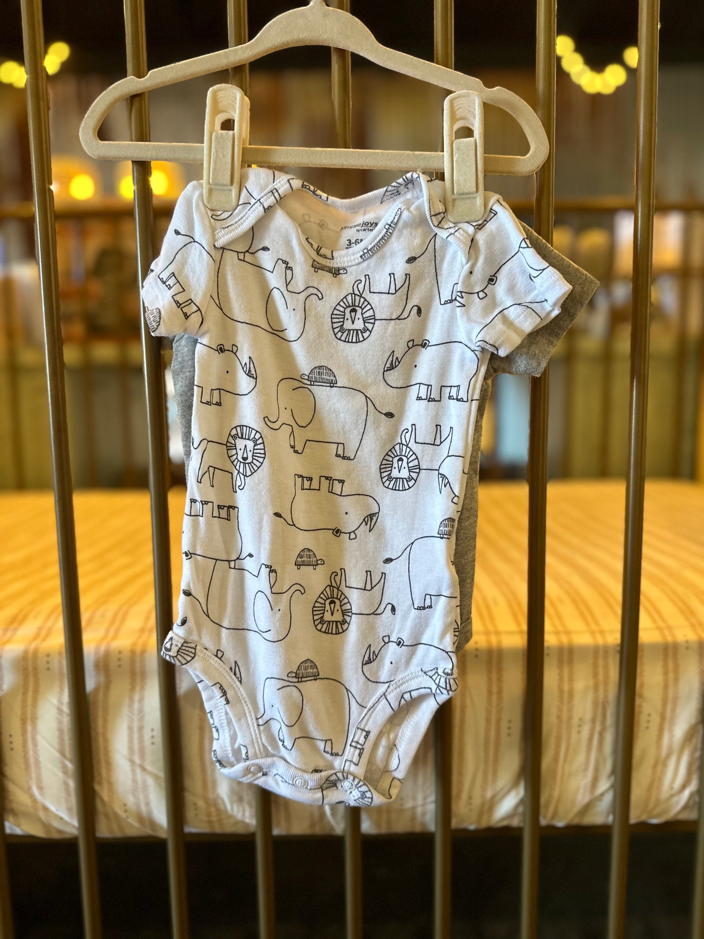 White & Gray Zoo Animals 2-piece Onesies