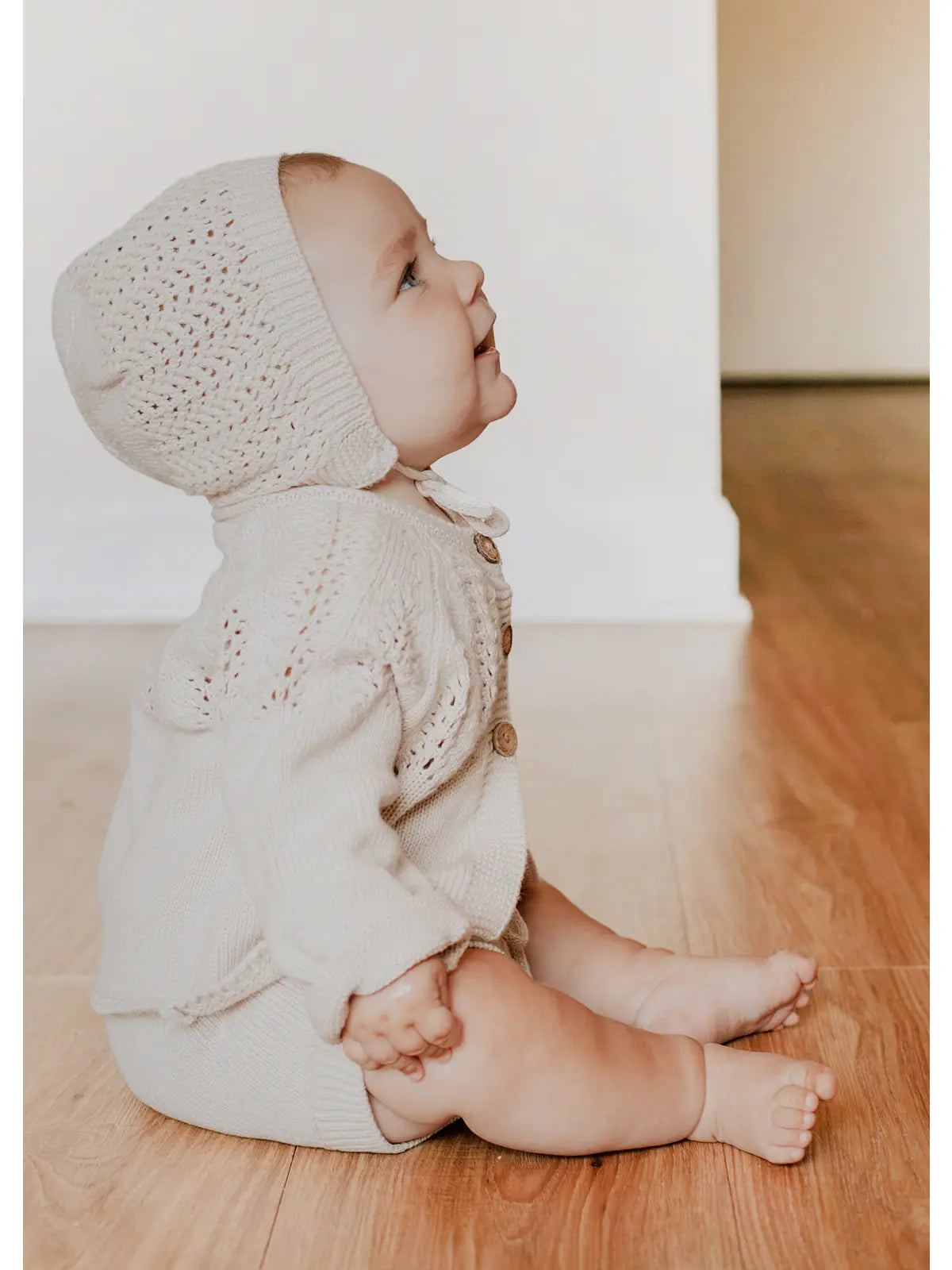Knitted Baby Bonnet Cream