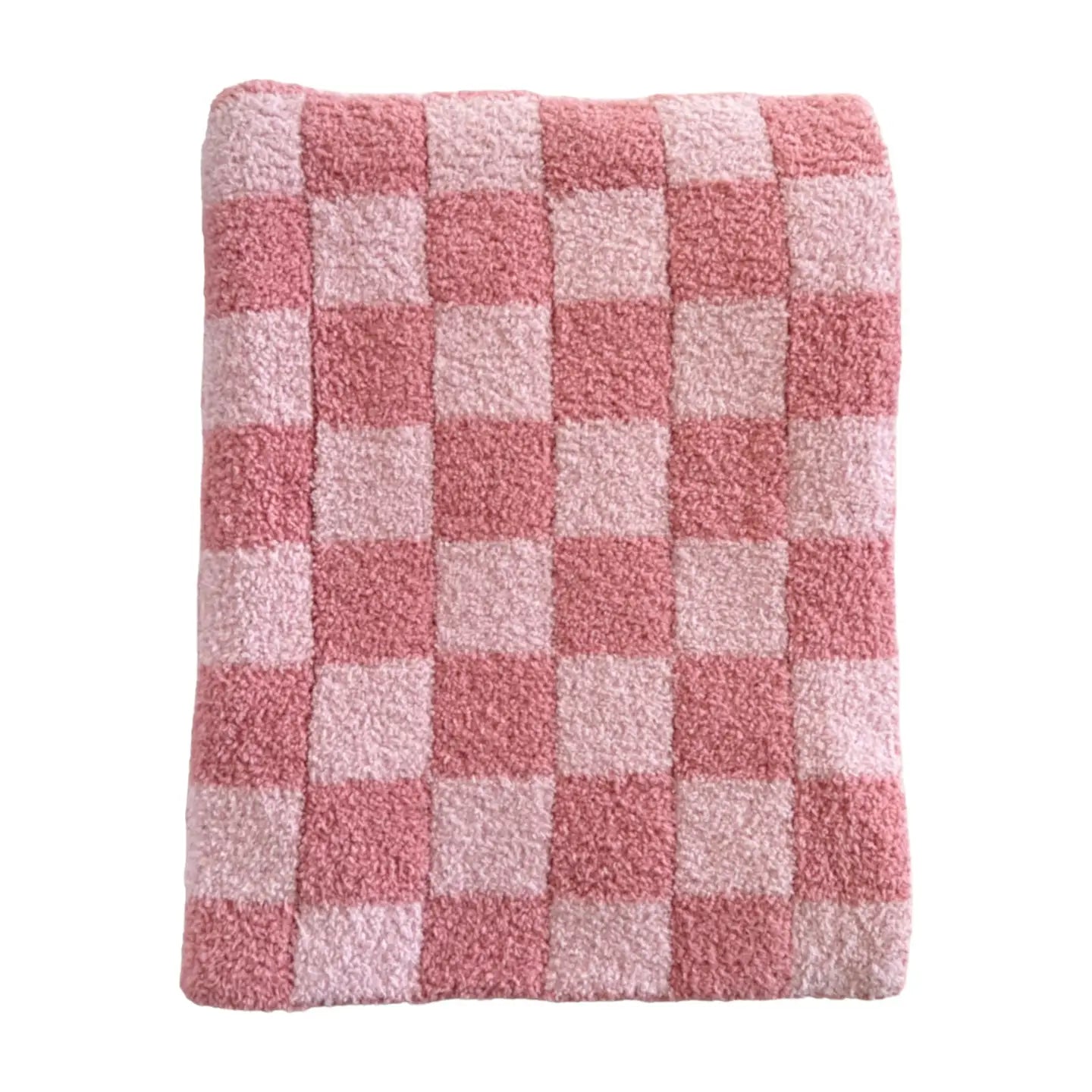Pink Plush Checkered Blanket