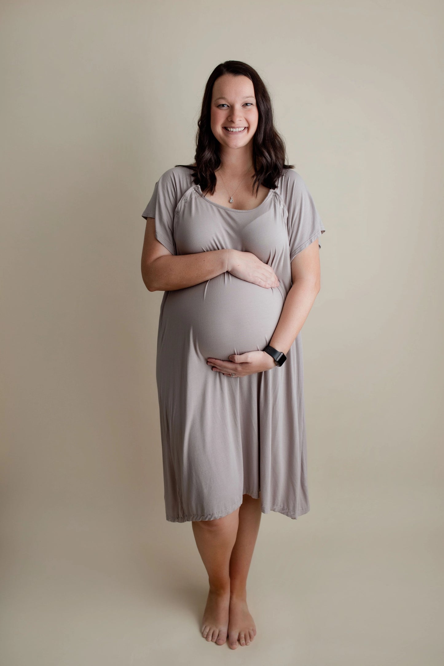 Three Little Tots Harbor Mist Maternity/ Nursing Gown
