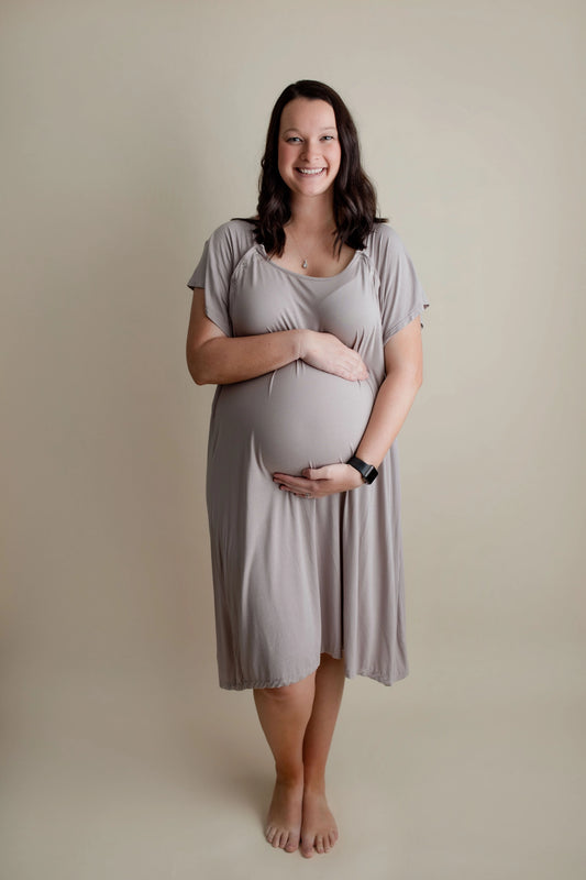 Three Little Tots Harbor Mist Maternity/ Nursing Gown