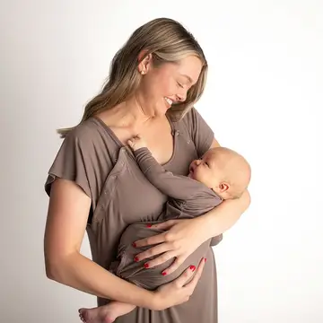 Three Little Tots Cocoa Brown Maternity/ Nursing Gown