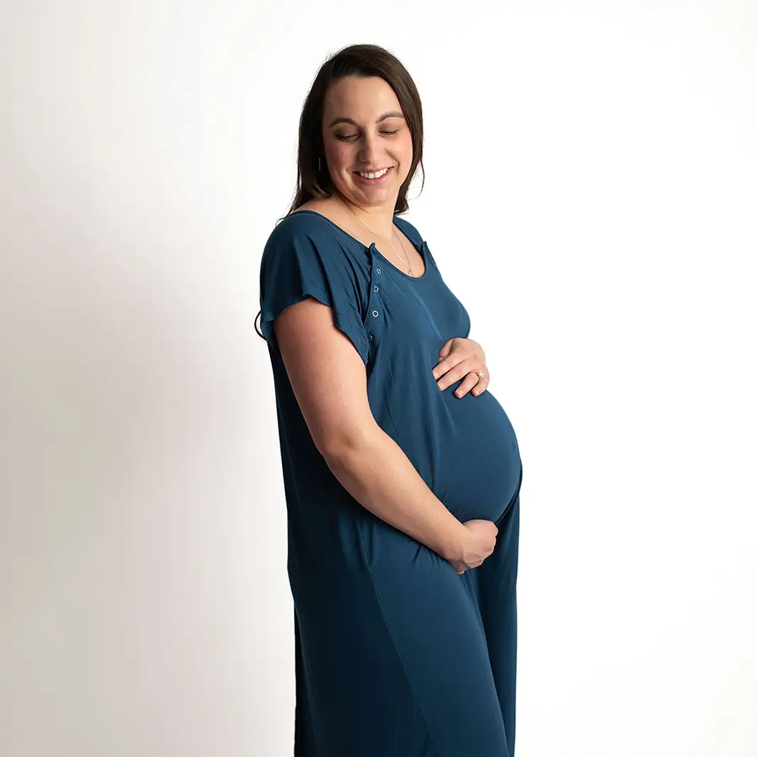 Three Little Tots Navy Blue Maternity/ Nursing Gown