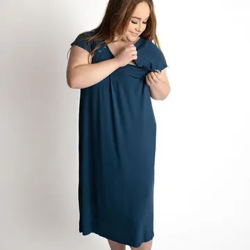 Three Little Tots Navy Blue Maternity/ Nursing Gown