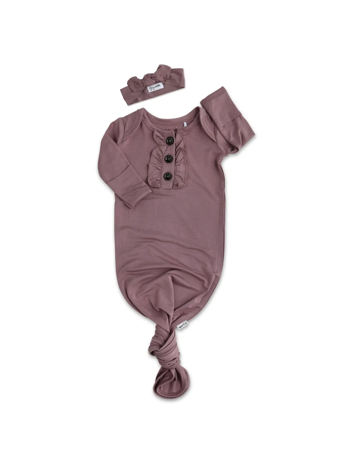 Newborn Kate Mauve Ruffle Gown & Bow