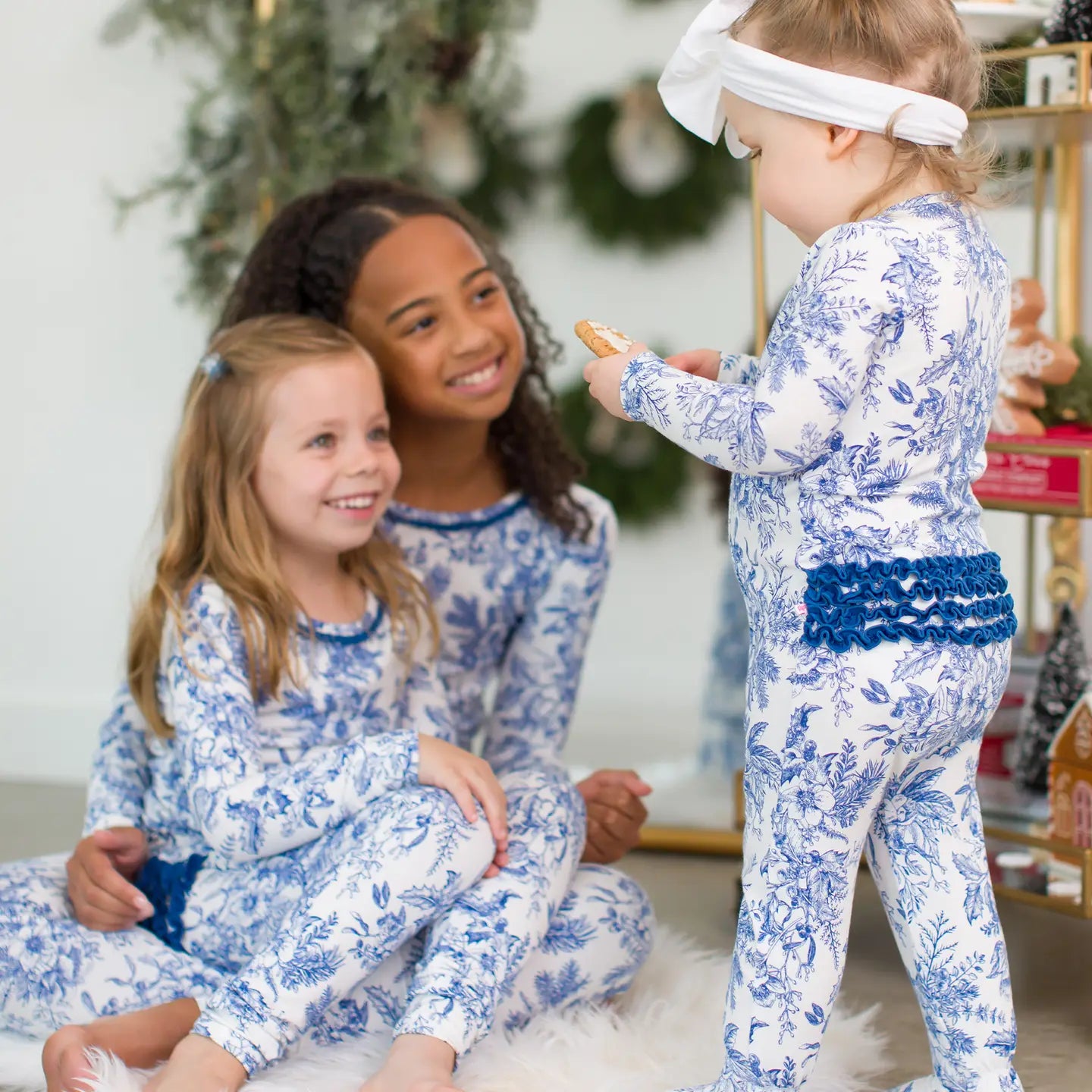 Baby Girls Winter Bliss Toile Modal Footed Ruffle One Piece Pajama