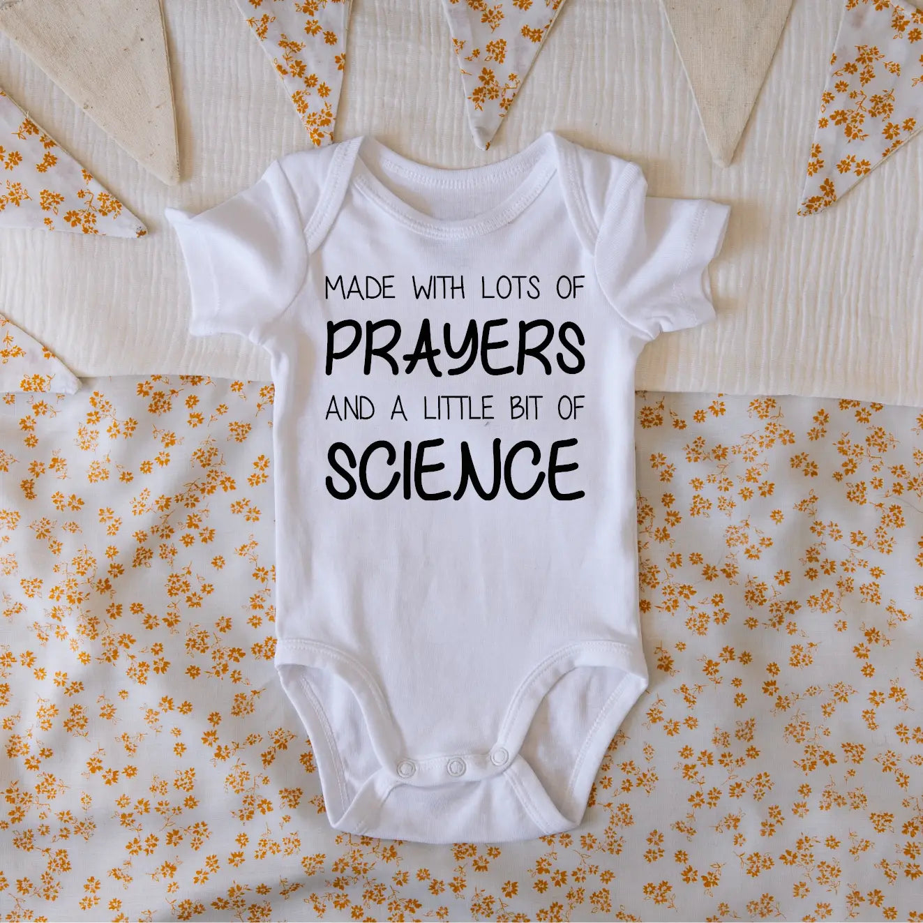 Prayers & Science Ivf Pregnancy Announcement Onesie