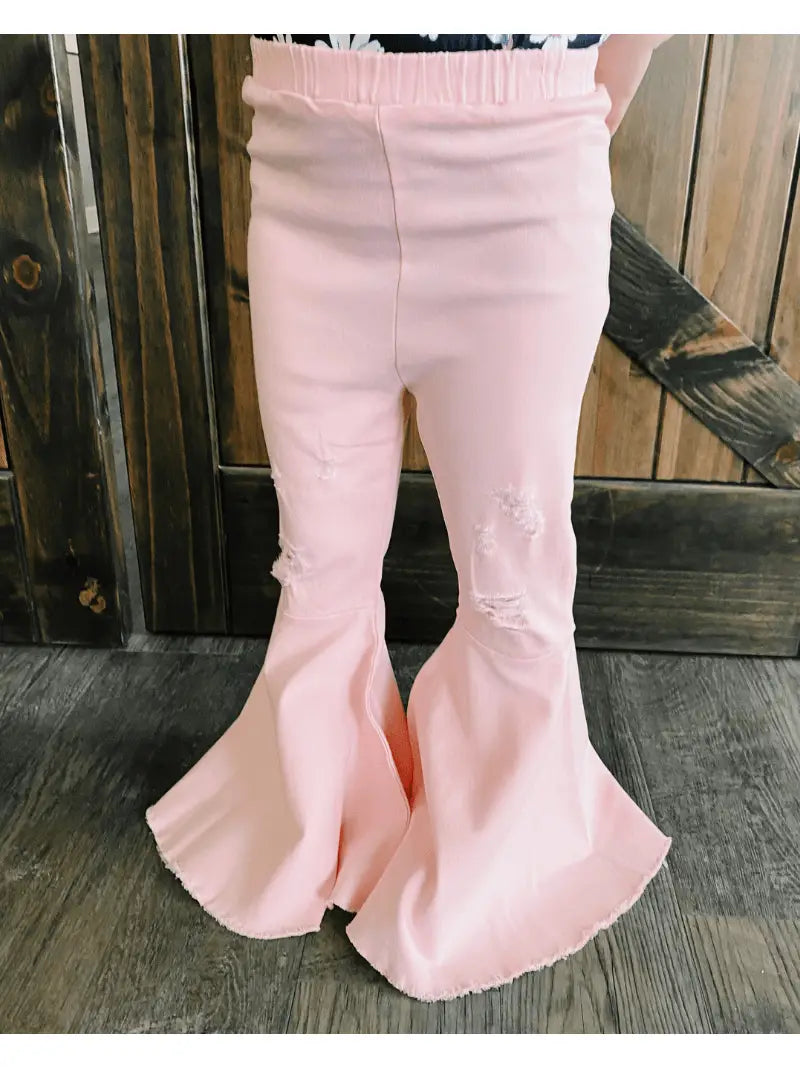 Barbie Denim Bell Bottoms - Distressed Pink
