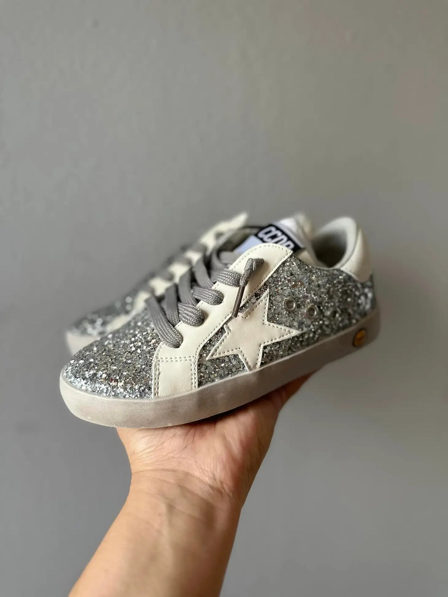 Silver Glitter Star Sneakers