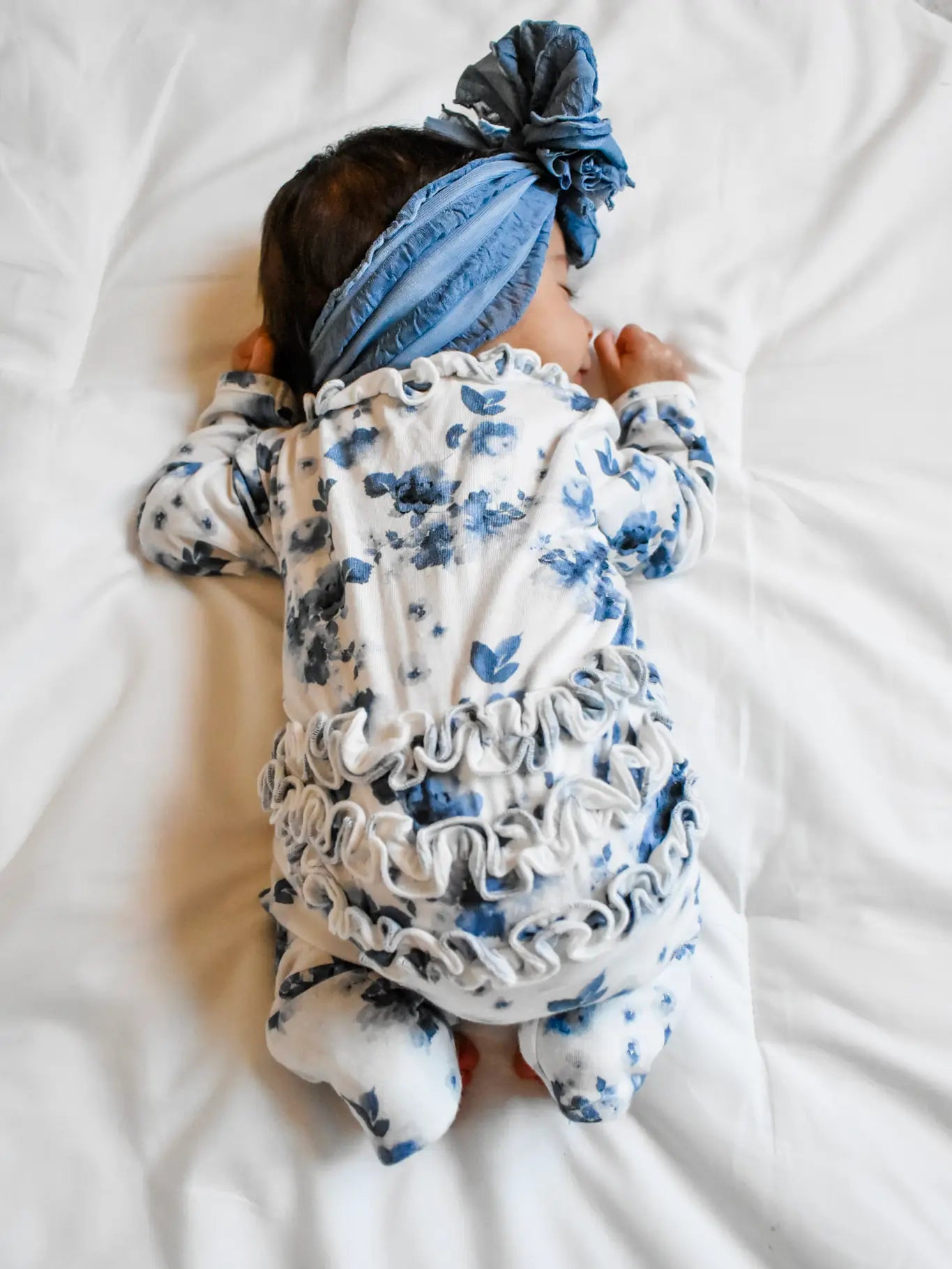 French Floral Ruffled Zip Footie