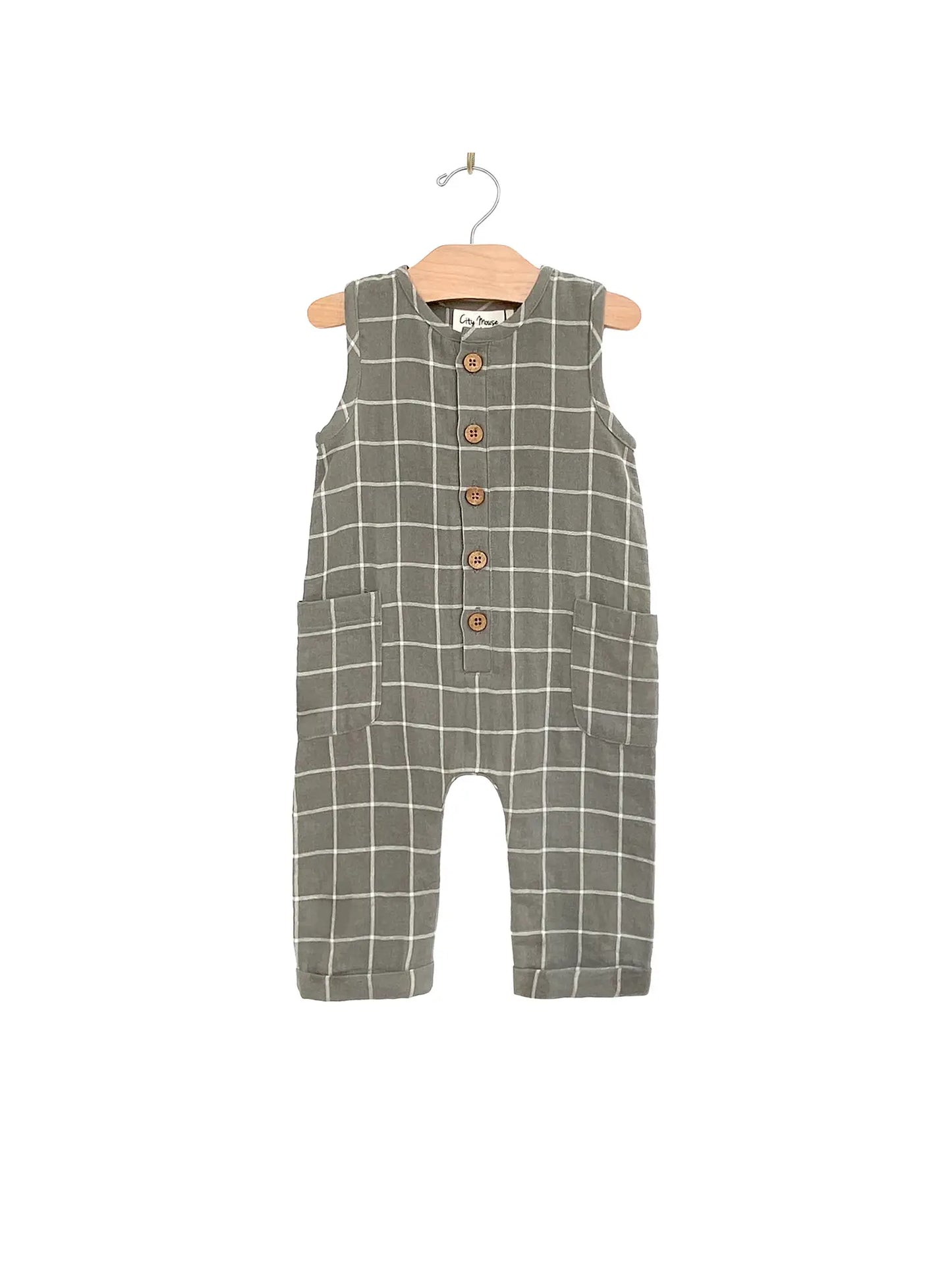City Mouse Window Pane Long Romper
