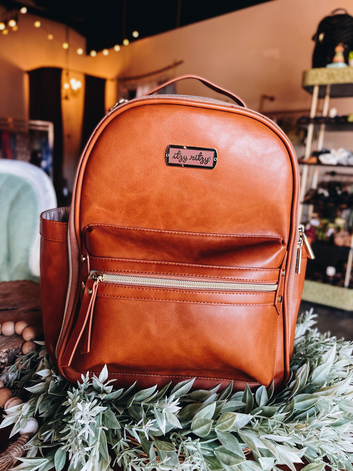 Itzy Ritzy Cognac Mini Diaper bag