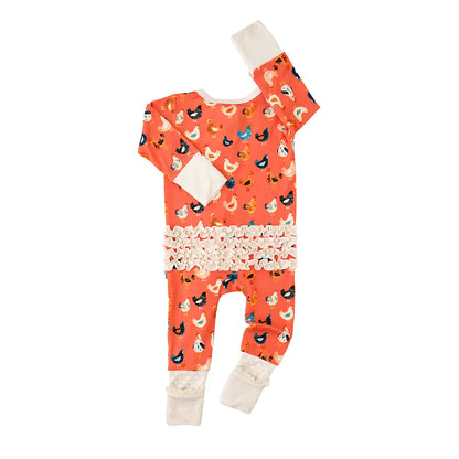 Gigi & Max Bamboo Chicken Baby Ruffle One Piece