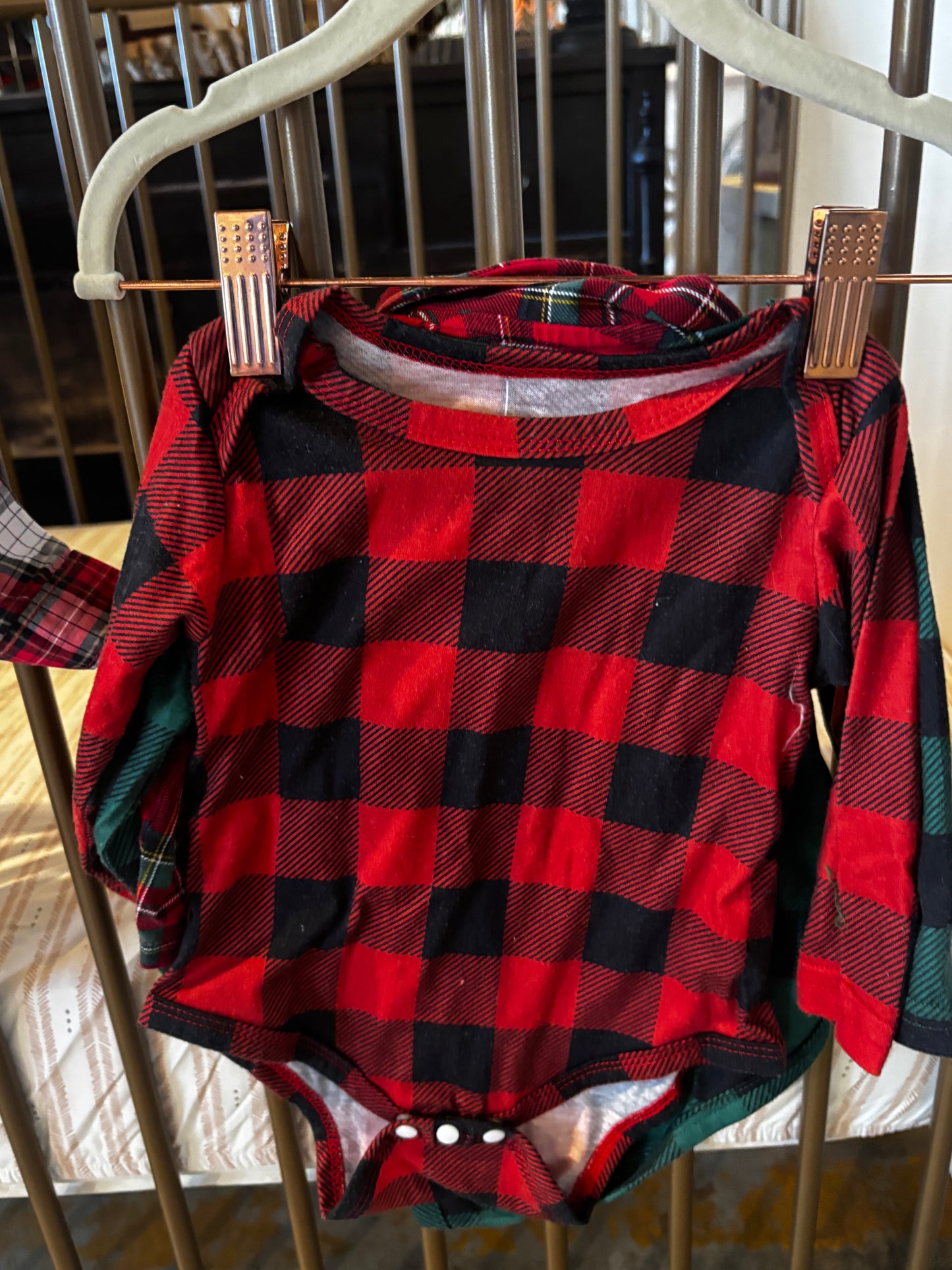 3-Piece Plaid Onesie Set