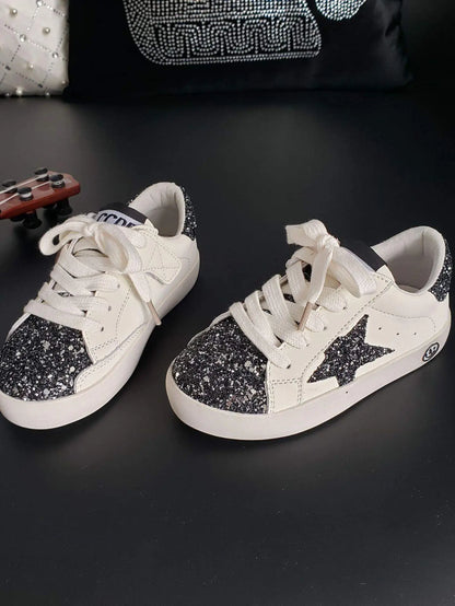 Black Glitter Star Sneakers