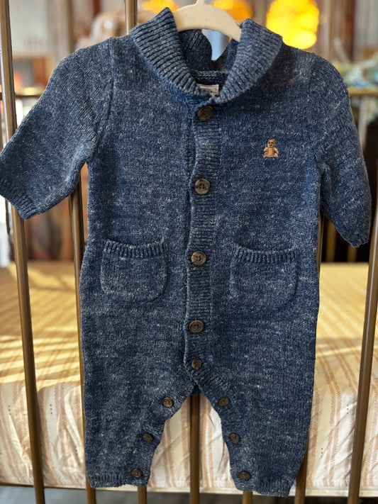 Baby Gap Navy Brown Bear Jumpsuit