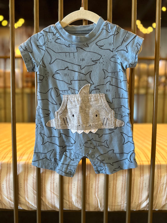 Blue Shark Boy Romper