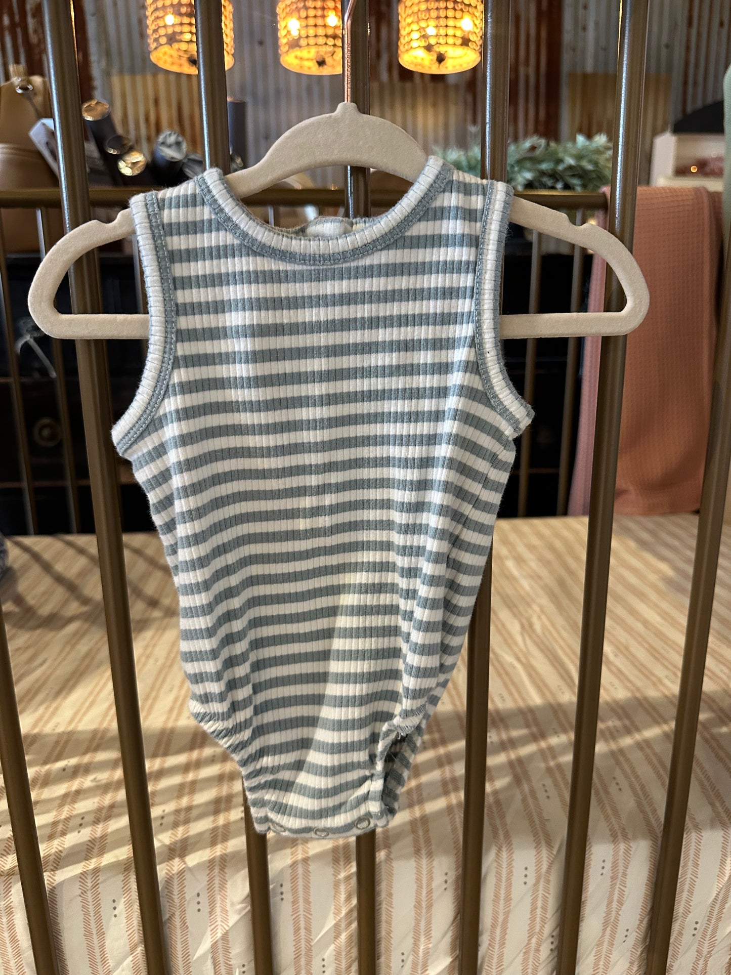 Blue & White Striped Romper