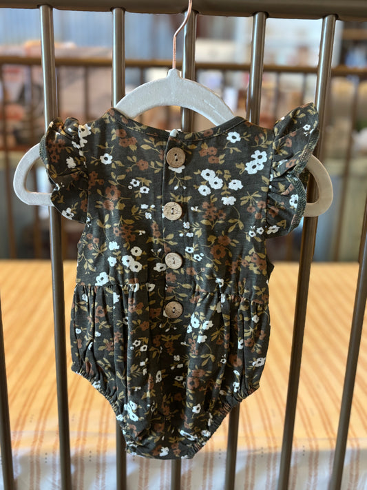 Brown Fall Floral Romper