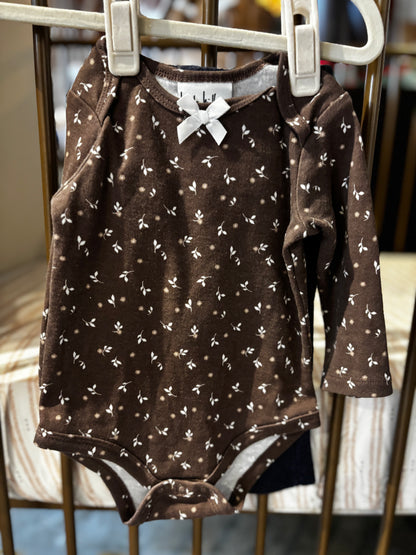 Brown Fall Onesie With Pants Set