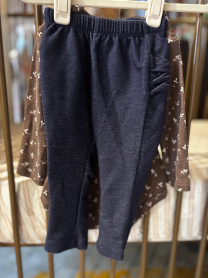 Brown Fall Onesie With Pants Set