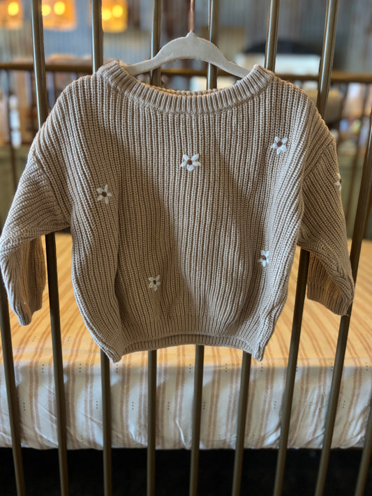Brown Floral Knitted Sweatshirt