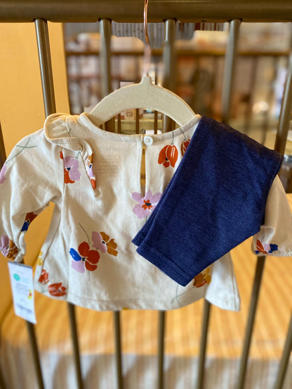 Carter's Beige Floral 2-piece Outfit